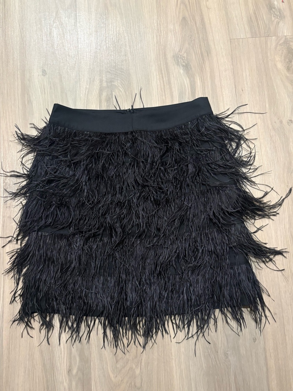 J. McLaughlin Black Feather-Tier Melina Mini Skirt